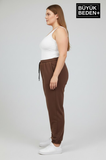 Kadın Büyük Beden Paça Lastikli İki İplik Rahat Kalıp ince Eşofman Altı SPR26BEAK951