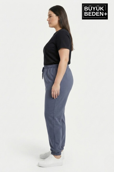 Kadın Büyük Beden Paça Lastikli İki İplik Rahat Kalıp ince Eşofman Altı SPR26BEAK951