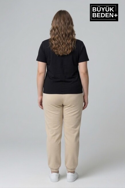 Kadın Büyük Beden Paça Lastikli İki İplik Rahat Kalıp ince Eşofman Altı SPR26BEAK951