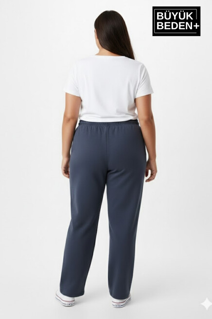 Kadın Büyük Beden Rahat Kesim Paça Reçme AR Baskılı İnce Eşofman Altı SPR26EAK952-1