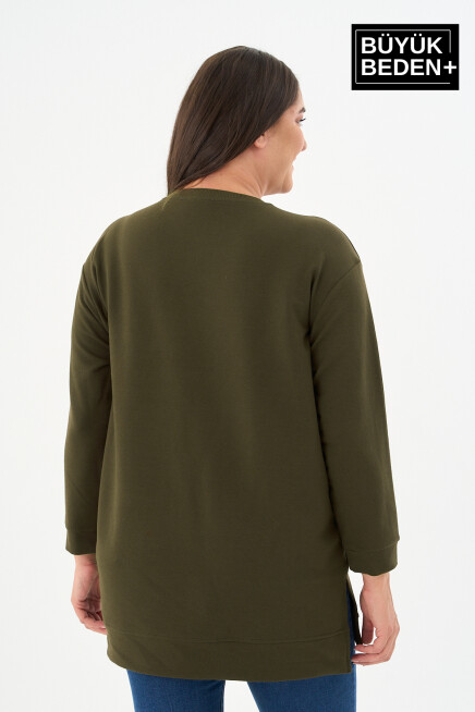 Kadın Tunik Büyük Beden Capri Island Baskılı ince Sweatshırt SPR26BTK990-1