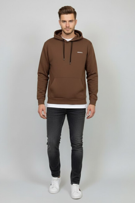 Süperlife Kapşonlu Uzun Kollu Baskılı Dar Kalıp İnce Erkek Sweatshirt SPR 2019K61