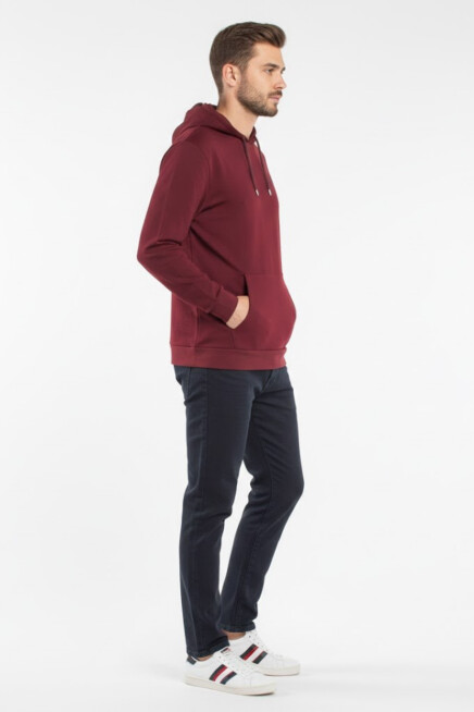 Süperlife Kapşonlu Uzun Kollu Baskılı Dar Kalıp İnce Erkek Sweatshirt SPR 2019K61