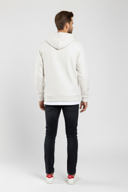 Süperlife Kapşonlu Uzun Kollu Baskılı Dar Kalıp İnce Erkek Sweatshirt SPR 2019K61