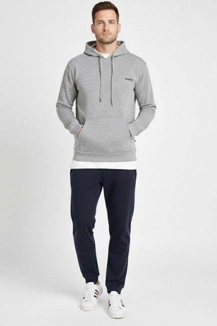 Süperlife Kapşonlu Uzun Kollu Baskılı Dar Kalıp İnce Erkek Sweatshirt SPR 2019K61