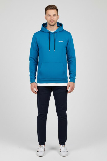 Süperlife Kapşonlu Uzun Kollu Baskılı Dar Kalıp İnce Erkek Sweatshirt SPR 2019K61