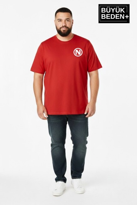 Erkek Büyük Beden N Baskılı 3xl-6xl Bisiklet Yaka Tshırt SPR26BTS510-19
