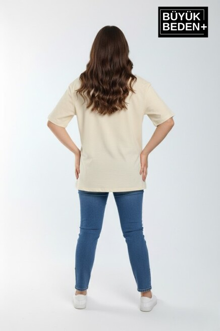 Kadın Büyük Beden NY New York  Baskılı 3xl-6xl Bisiklet Yaka Tshırt SPR26BTSK510-15