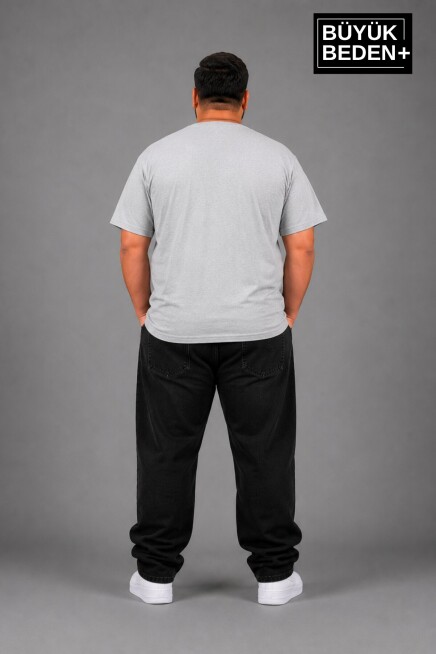 Süperlife Büyük Beden Erkek V Yaka Pamuklu Basic Tişört Lacivert 3XL-6XL SPR26BTS509