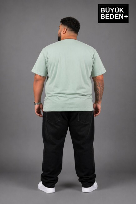 Süperlife Büyük Beden Erkek V Yaka Pamuklu Basic Tişört Lacivert 3XL-6XL SPR26BTS509