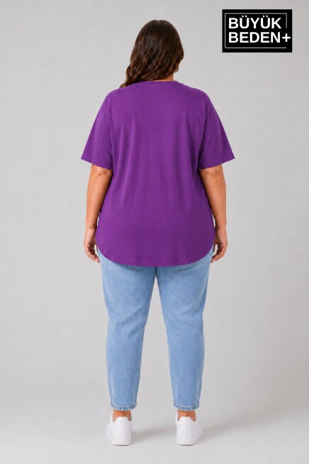 Süperlife Büyük Beden Kadın Bisiklet Yaka Basic Oval Etek Detalylı 3xl-6xl Uzun Tunik SPR26BTSK502