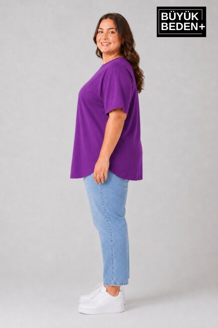 Süperlife Büyük Beden Kadın Bisiklet Yaka Basic Oval Etek Detalylı 3xl-6xl Uzun Tunik SPR26BTSK502