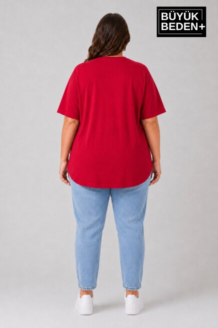 Süperlife Büyük Beden Kadın Bisiklet Yaka Basic Oval Etek Detalylı 3xl-6xl Uzun Tunik SPR26BTSK502