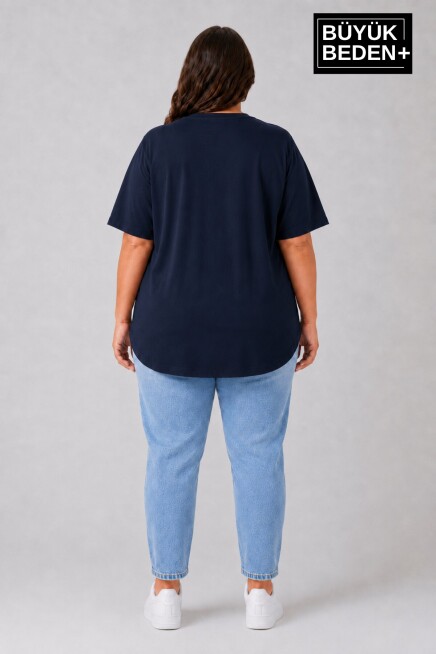 Süperlife Büyük Beden Kadın Bisiklet Yaka Basic Oval Etek Detalylı 3xl-6xl Uzun Tunik SPR26BTSK502