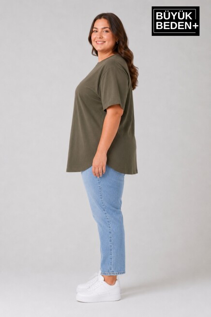 Süperlife Büyük Beden Kadın Bisiklet Yaka Basic Oval Etek Detalylı 3xl-6xl Uzun Tunik SPR26BTSK502