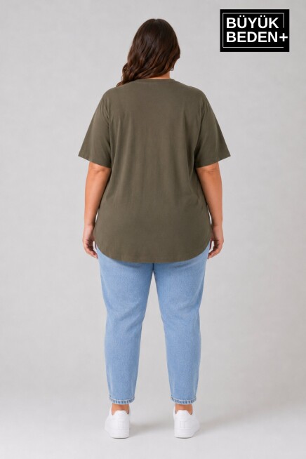 Süperlife Büyük Beden Kadın Bisiklet Yaka Basic Oval Etek Detalylı 3xl-6xl Uzun Tunik SPR26BTSK502