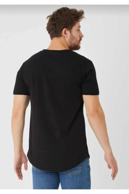  Erkek Pis yaka Oval Kesim Basic T-Shirt