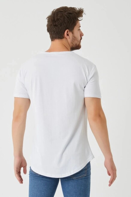  Erkek Pis yaka Oval Kesim Basic T-Shirt